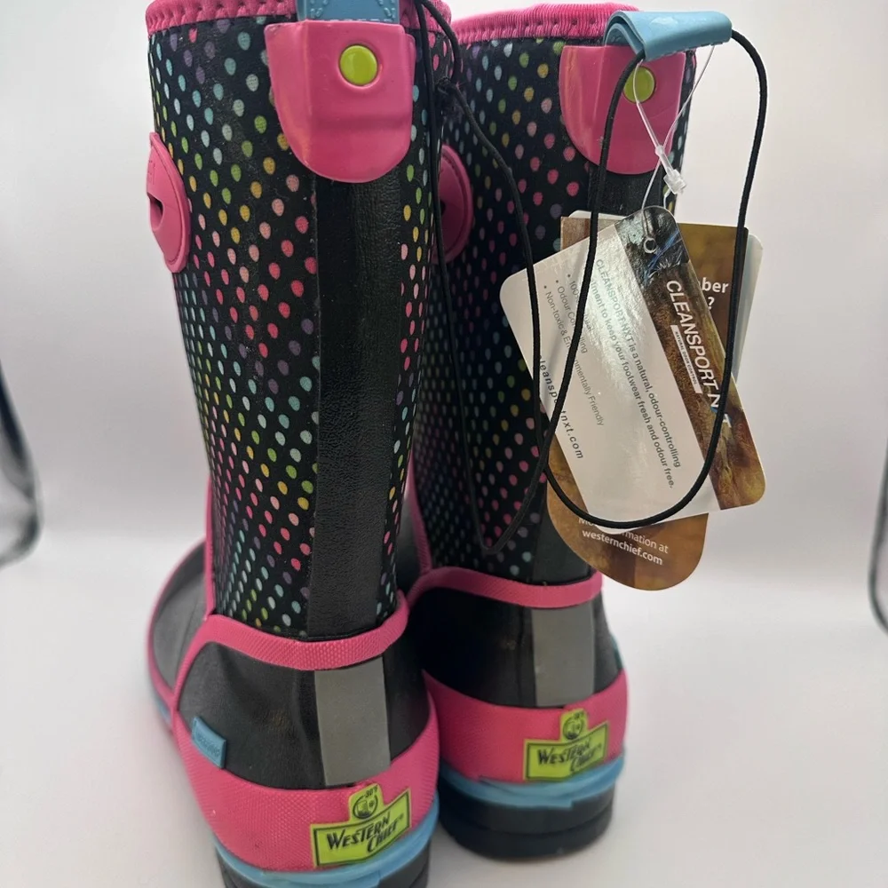🌈 Western Chief Kids Rain Boots Polka Dot Waterproof NWT - Picture 4 of 6